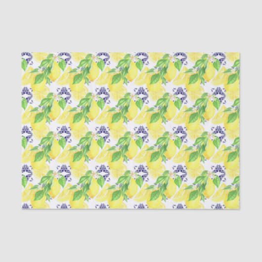 Lemons Damask Pattern Seidenpapier (Vorderseite)
