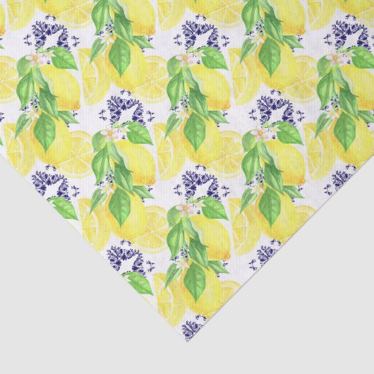 Lemons Damask Pattern Seidenpapier (Ausschnitt)