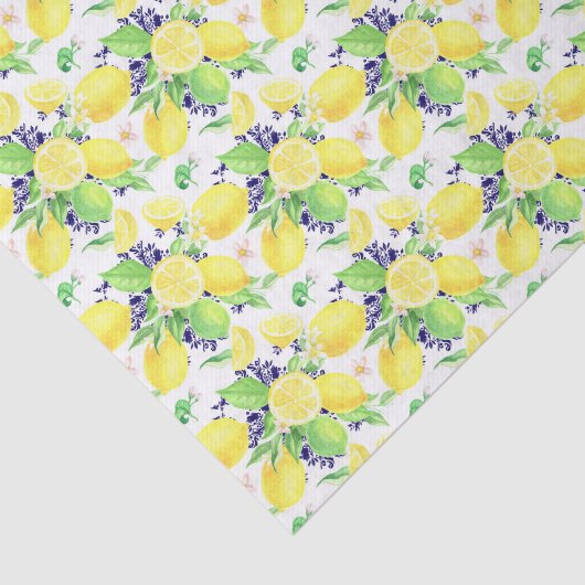 Lemons Damask Pattern Seidenpapier (Ausschnitt)