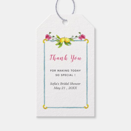 Lemons Danke Brautparty Geschenkanhänger (Vorderseite)