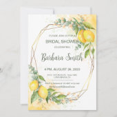 Lemons Eucalyptus Yellow Flowers Brautparty Einladung (Vorderseite)