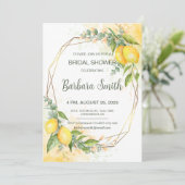 Lemons Eucalyptus Yellow Flowers Brautparty Einladung (Stehend Vorderseite)