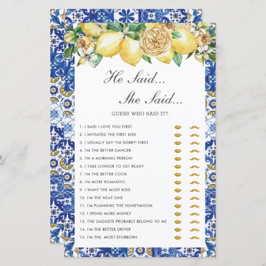 Lemons floral Brautparty sagte er sagte, sie sagte (Vorne/Hinten)