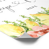Lemons Floral Brautparty signieren Rezeptionskarte Poster (Ecke)