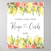 Lemons Floral Brautparty signieren Rezeptionskarte Poster (Vorne)