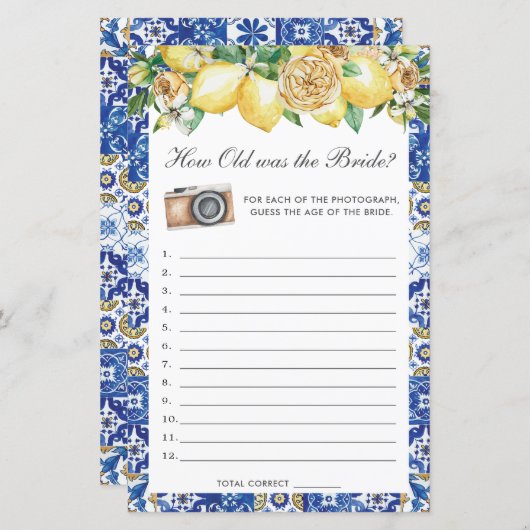 Lemons Floral Bridal wie alt war das Brautspiel (Vorne/Hinten)