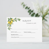 Lemons Floral Greenery Traditional Formal Wedding RSVP Karte (Stehend Vorderseite)