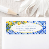 Lemons Floral Italian Blue Tile Rücksendeadresse (Insitu)