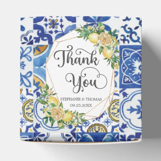 Lemons floral mediteranean Mosaik Tiles Wedding Geschenkschachtel (Oben)