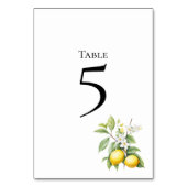 Lemons floral Table Number Card Tischnummer (Rückseite)