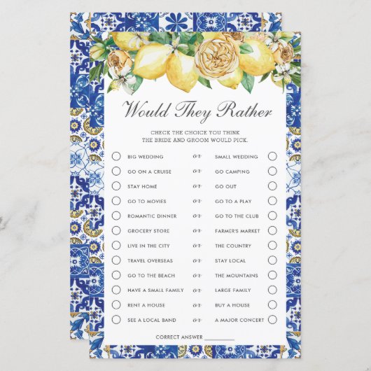 Lemons florales Brautparty würden sie eher spielen (Vorne/Hinten)