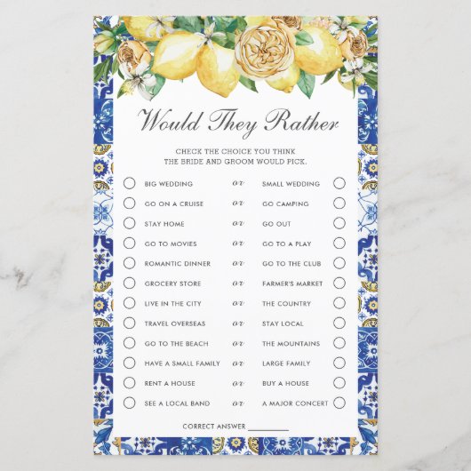 Lemons florales Brautparty würden sie eher spielen (Vorderseite)