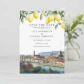 Lemons Florence Tuscany Italy Photo Wedding Save The Date (Stehend Vorderseite)