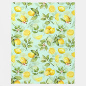 Lemons Frucht Wasserfarbe Sommerfrucht Muster Minz Fleecedecke (Vorderseite)