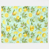 Lemons Frucht Wasserfarbe Sommerfrucht Muster Minz Fleecedecke (Vorderseite (Horizontal))