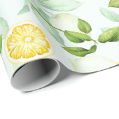 Lemons Frucht Wasserfarbe Sommerfrucht Muster Minz Geschenkpapier (Rolleneckpunkt)