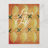 Lemons Fruit Country Skript Save the Date Ankündigungspostkarte (Vorderseite)