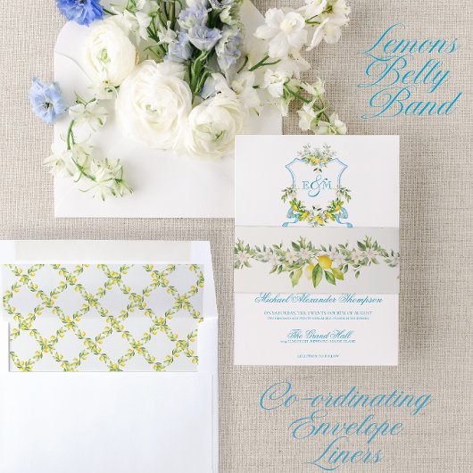 Lemons für mediterrane Hochzeiten Einladungsbanderole