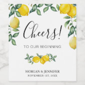Lemons Gastgeschenk Hochzeit Cheers Weinetikett (Einzelnes Label)