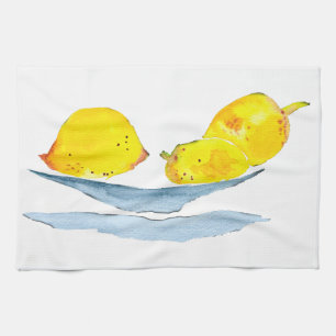 Lemons gelbe Aquarellkunst Geschirrtuch