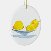 Lemons gelbe Aquarellkunst Keramik Ornament (Rechts)