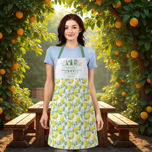 Lemons, gelbe Küchenutensilien Schürze
