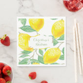 Lemons gelbe Monogrammnamenskripte Serviette (Beispiel)