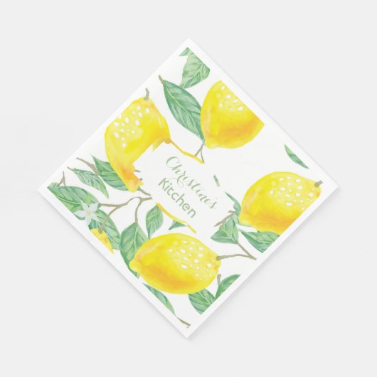 Lemons gelbe Monogrammnamenskripte Serviette (Ecke)