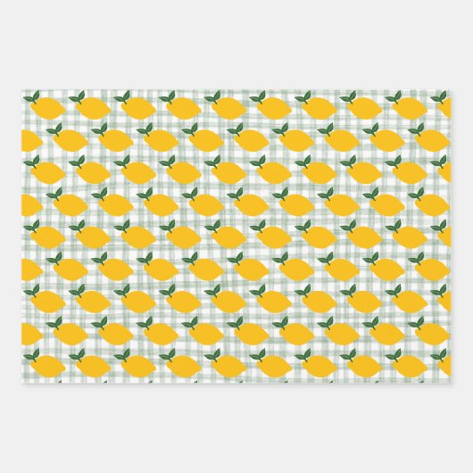 Lemons Gingham Niedlich CUSTOM Brautparty Geburtst Geschenkpapier Set (Vorderseite 3)