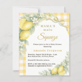 Lemons gingham squeeze bow Baby Shower invitation (Vorderseite)