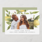 Lemons Green Boho Wedding Foto Save the Date Ankündigung (Vorne/Hinten)