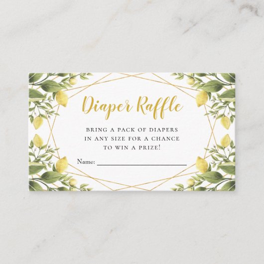 Lemons Greenerenery Baby Duwer Diaper Raffle Begleitkarte (Vorderseite)