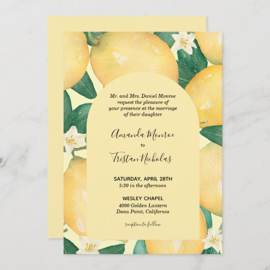 Lemons Greenerity Wedding All in One Invites (Vorne/Hinten)