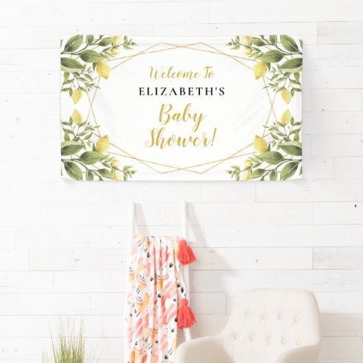 Lemons Greenery Baby Shower Banner (Insitu)
