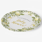 Lemons Greenery Baby Shower Pappteller (Schrägansicht)