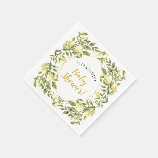 Lemons Greenery Baby Shower Serviette (Ecke)