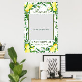 Lemons Greenery Blossom Baby Shower Foto Prop Poster (Heimbüro)
