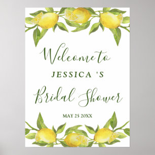 Lemons Greenery Blossom Brautparty Sign Poster