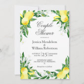 Lemons Greenery Blossom Couple Dusche Einladung (Vorderseite)