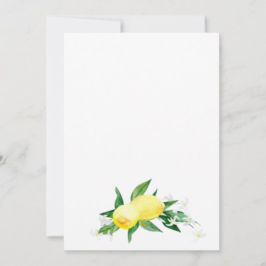 Lemons Greenery Blossom Couple Dusche Einladung (Rückseite)