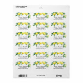 Lemons Greenery Blossom Wassercolor Adressaufkleber (Vorne)