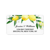Lemons Greenery Blossom Wasserfarbenhochzeit Adressaufkleber (Vorne)