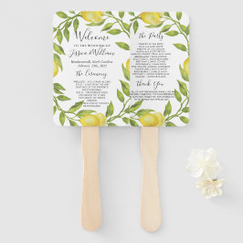 Lemons Greenery Blossom Wedding Program Fächer