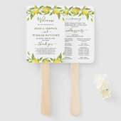 Lemons Greenery Blossom Wedding Program Hand Fan Fächer (Vorne und Hinten)