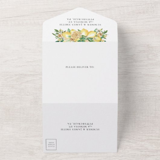 Lemons Greenery Blumenmosaik Tiles Wedding All All In One Einladung (Außenbereich)