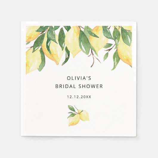 Lemons Greenery Brautparty Napkins Serviette (Vorderseite)