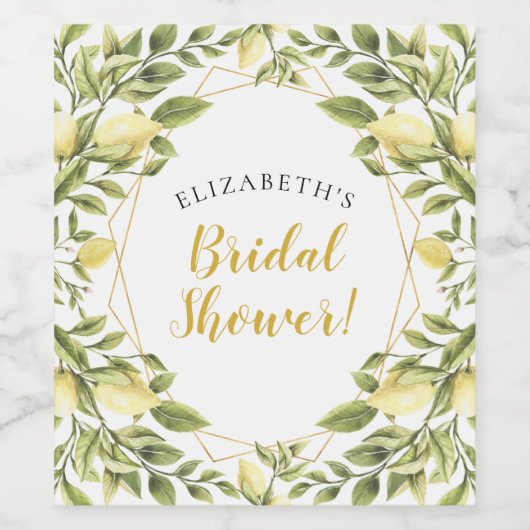 Lemons Greenery Brautparty Weinetikett (Einzelnes Label)