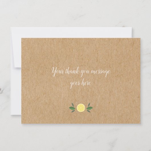 Lemons Greenery Floral Rustic Kraft Boho Dankeskarte (Rückseite)