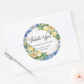 Lemons Greenery Mediteranean Mosaic Tiles Wedding Runder Aufkleber (Umschlag)