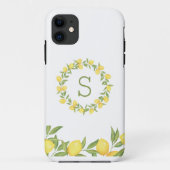 Lemons Greenery Monogram Case-Mate iPhone Hülle (Rückseite)